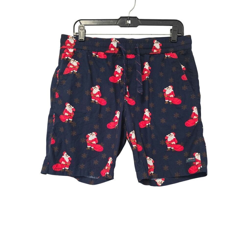 Santa Claus Boxer Shorts Navy Red Size 32 Medium elastic waist Christmas Holiday